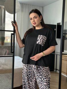 Жіноча піжама PLUS SIZE з леопардовим принтом 13254 фото