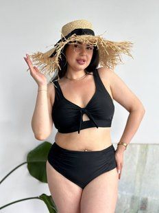 Чорний роздільний купальник PLUS SIZE з утяжкою 13747 фото