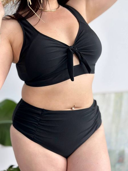 Чорний роздільний купальник PLUS SIZE з утяжкою 13747 фото