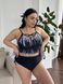 Чорний купальник танкіні PLUS SIZE з білим принтом 12317 фото 10