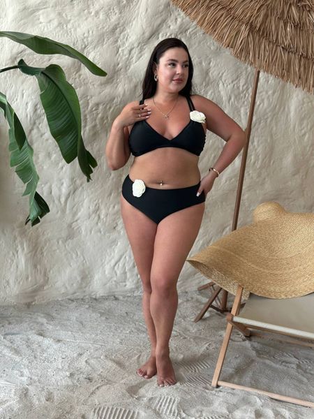 Купальник PLUS SIZE із квітами на топові та трусиках 16506 фото