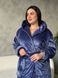 Теплий жіночий синій халат PLUS SIZE 11049 фото 2