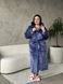 Теплий жіночий синій халат PLUS SIZE 11049 фото 5