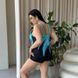 Купальник чорний танкіні PLUS SIZE з блакитним принтом та шортиками 7478 фото 15