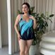 Купальник чорний танкіні PLUS SIZE з блакитним принтом та шортиками 7478 фото 9