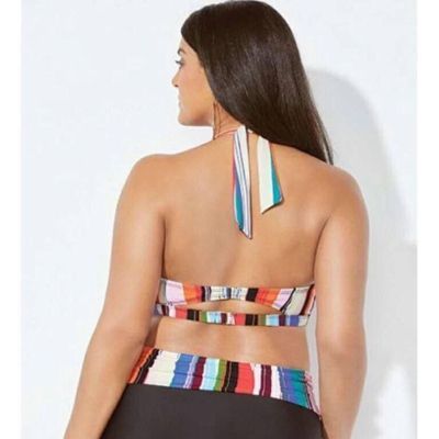 Роздільний яскравий купальник PLUS SIZE знімними чашками та високими плавками 7409 фото