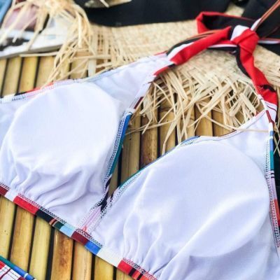 Роздільний яскравий купальник PLUS SIZE знімними чашками та високими плавками 7409 фото