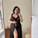 Довгий чорний пеньюар із сіточки та мереживом PLUS SIZE 16200 фото 5
