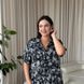 Шовкова чорно-біла сорочка для дому PLUS SIZE 10241 фото 4