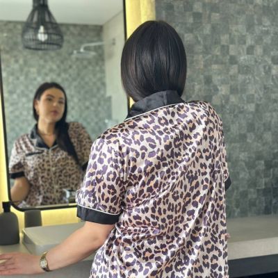 Піжама з леопардовим принтом PLUS SIZE з сорочкою та штанами 13299 фото