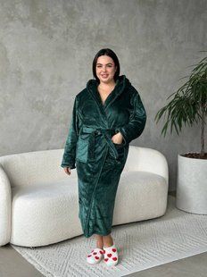 Теплий жіночий зелений халат PLUS SIZE 11041 фото
