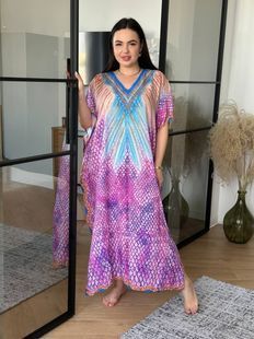 Довга сукня-туніка рожева PLUS SIZE 12475 фото