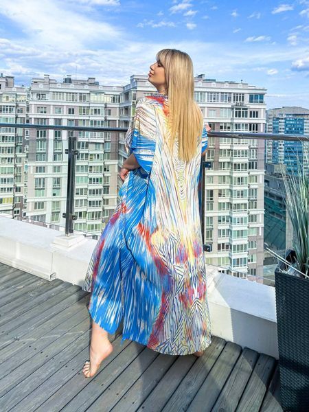 Розкішна максі сукня- туніка PLUS SIZE для відпочинку 8743 фото