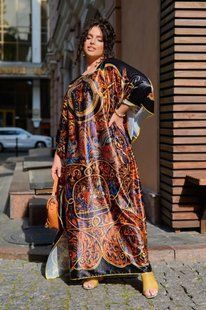 Розкішна шовкова довга сукня-туніка PLUS SIZE 869428 фото