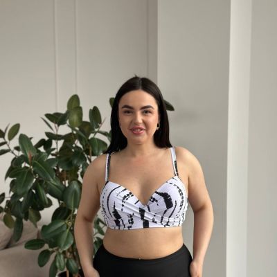 Чорно-білий роздільний купальник з тунікою PLUS SIZE з поролоновими чашками 13203 фото