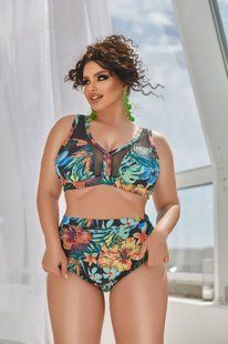 Роздільний купальник PLUS SIZE з утяжкою тропічний принт 366276s3 фото