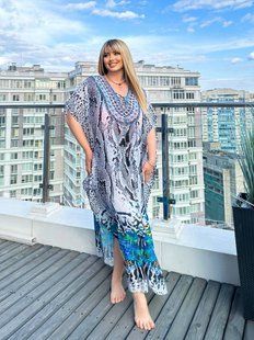 Розкішна максі сукня- туніка PLUS SIZE для відпочинку 8746 фото