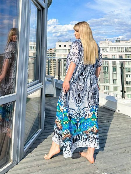 Розкішна максі сукня- туніка PLUS SIZE для відпочинку 8746 фото