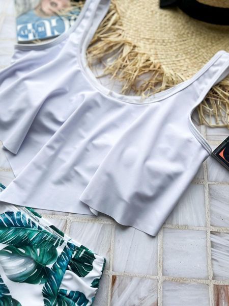 Роздільний білий PLUS SIZE купальник з чашками та утяжкою 355235s2 фото