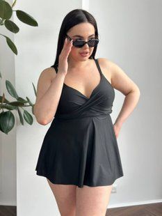 Чорний купальник танкіні PLUS SIZE з поролоновими чашками 13220 фото