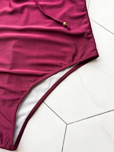 Суцільний купальний PLUS SIZE з підтримкою грудей в кольорі бордо 360034 фото