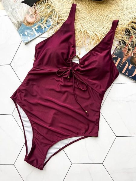 Суцільний купальний PLUS SIZE з підтримкою грудей в кольорі бордо 360034 фото