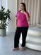 Домашній одяг, зручна рожева піжама з чорними штанами PLUS SIZE 9125 фото 3