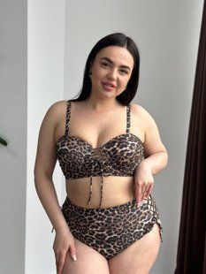 Леопардовий купальник PLUS SIZE з поролоновою чашкою 13249 фото