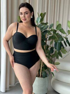 Роздільний купальник PLUS SIZE з високими плавками, твердими чашками в чорному кольорі 8946 фото