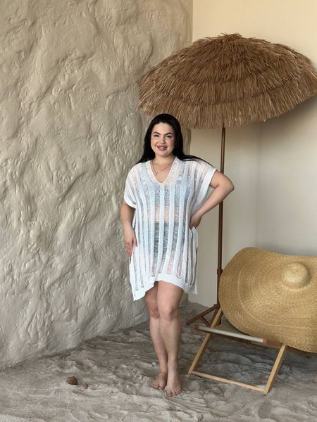 Жіноча біла пляжна туніка PLUS SIZE 15999 фото