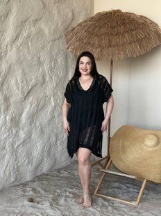Жіноча чорна пляжна туніка PLUS SIZE 16000 фото