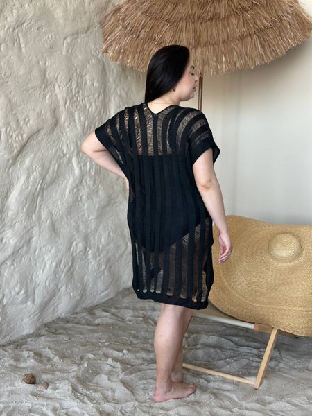 Жіноча чорна пляжна туніка PLUS SIZE 16000 фото