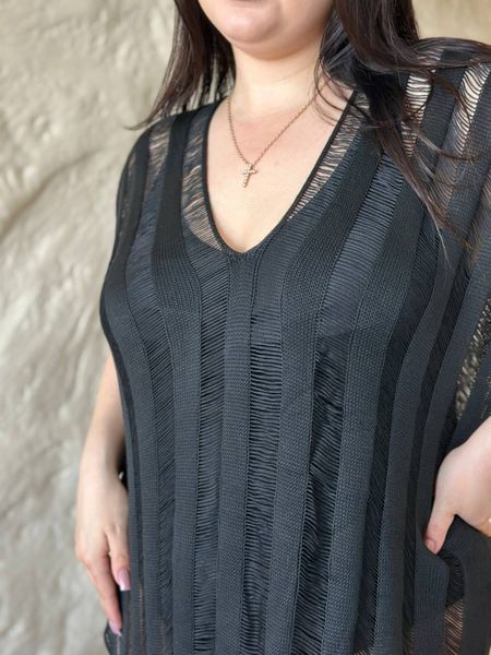 Жіноча чорна пляжна туніка PLUS SIZE 16000 фото