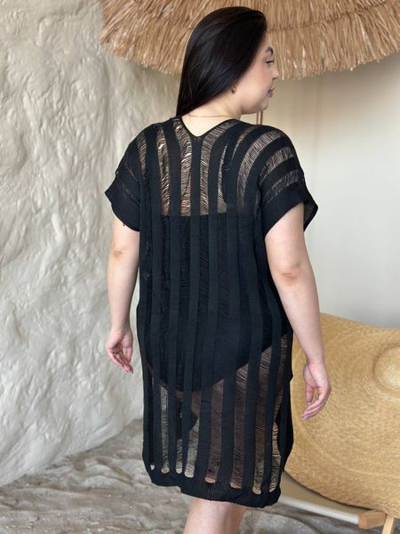 Жіноча чорна пляжна туніка PLUS SIZE 16000 фото