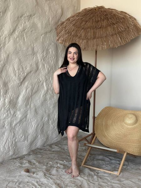 Жіноча чорна пляжна туніка PLUS SIZE 16000 фото