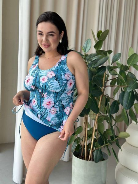 Купальник танкіні PLUS SIZE з квітковим принтом 6015 фото