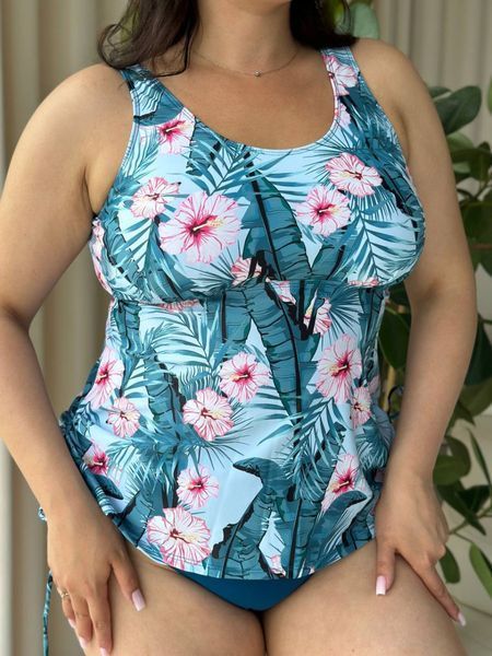 Купальник танкіні PLUS SIZE з квітковим принтом 6015 фото