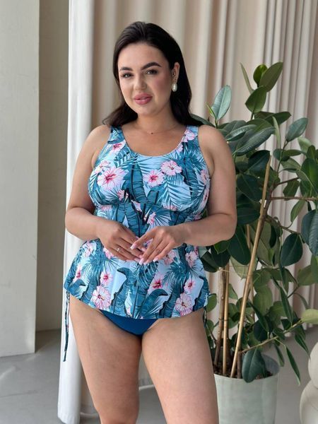 Купальник танкіні PLUS SIZE з квітковим принтом 6015 фото