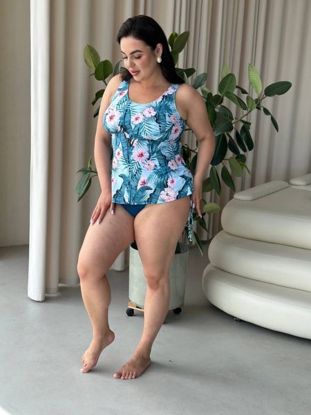 Купальник танкіні PLUS SIZE з квітковим принтом 6015 фото