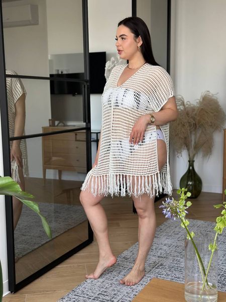 Пляжна туніка PLUS SIZE в сіточку 9397 фото