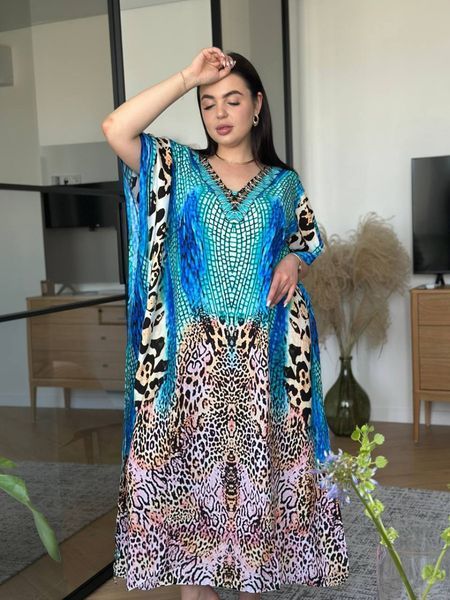 Сукня-туніка леопардовий принт синя PLUS SIZE 12479 фото