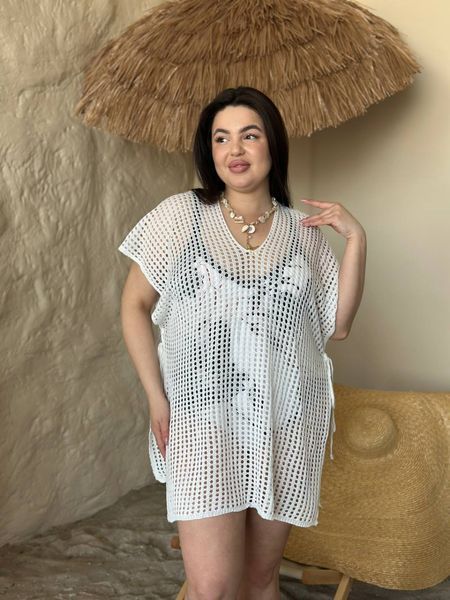 Пляжна біла жіноча туніка PLUS SIZE 15931 фото