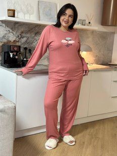 Пудрова тепла піжама в розмірі PLUS SIZE 11290 фото