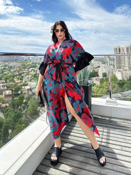 Розкішна шовкова довга туніка PLUS SIZE 9191 фото