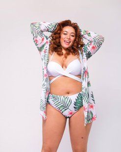 Роздільний купальник PLUS SIZE з тунікою в тропічному принті 368251 фото