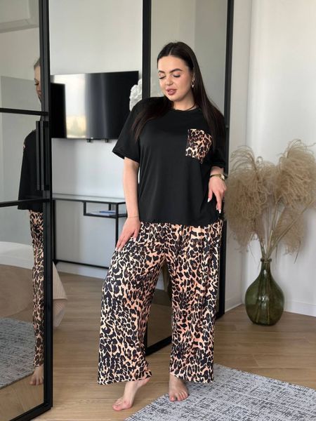 Жіноча піжама PLUS SIZE з леопардовим принтом 13260 фото