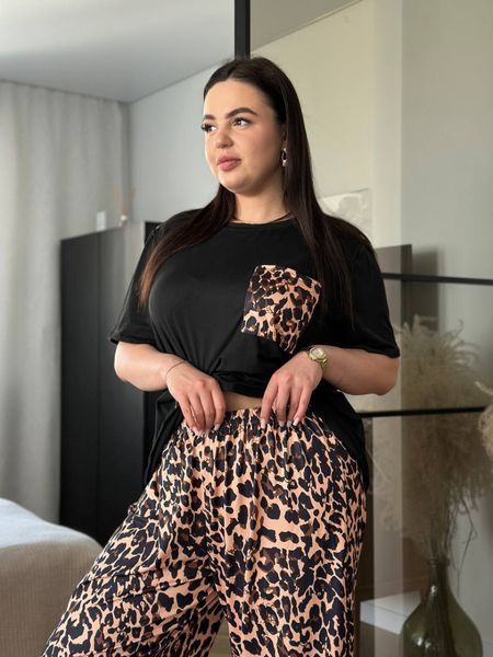 Жіноча піжама PLUS SIZE з леопардовим принтом 13260 фото